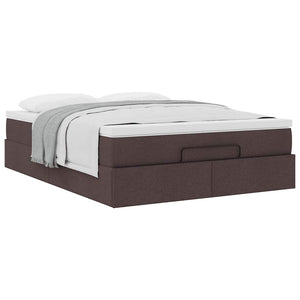vidaXL Ottoman Bed with Mattress Dark Brown 140x200 cm Fabric