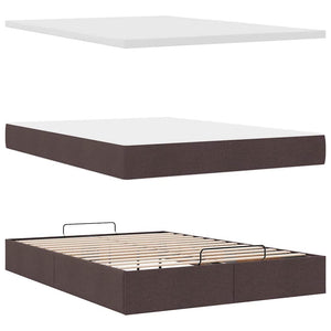 vidaXL Ottoman Bed with Mattress Dark Brown 140x200 cm Fabric