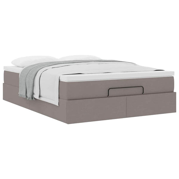vidaXL Ottoman Bed with Mattress Taupe 140x200 cm Fabric