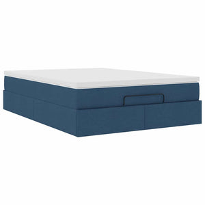vidaXL Ottoman Bed with Mattress Blue 140x200 cm Fabric