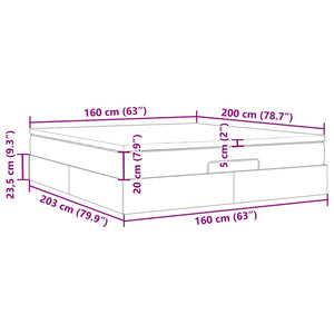 vidaXL Ottoman Bed with Mattress Light Grey 160x200 cm Fabric