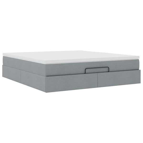 vidaXL Ottoman Bed with Mattress Light Grey 160x200 cm Fabric