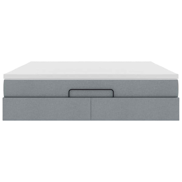vidaXL Ottoman Bed with Mattress Light Grey 160x200 cm Fabric