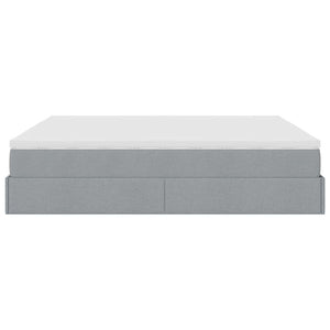 vidaXL Ottoman Bed with Mattress Light Grey 160x200 cm Fabric