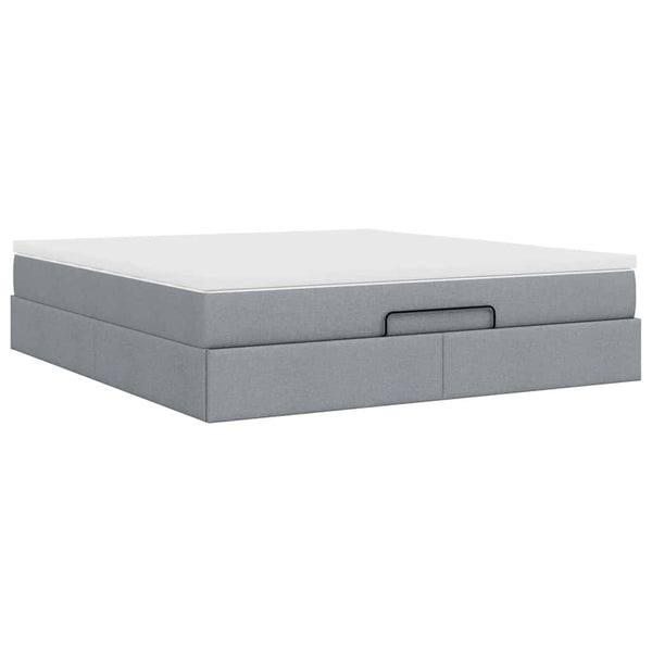 vidaXL Ottoman Bed with Mattress Light Grey 160x200 cm Fabric