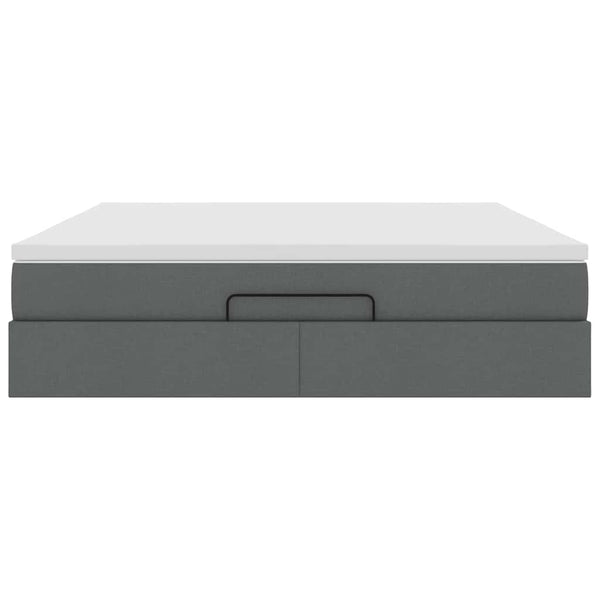 vidaXL Ottoman Bed with Mattress Dark Gray 160x200 cm Fabric