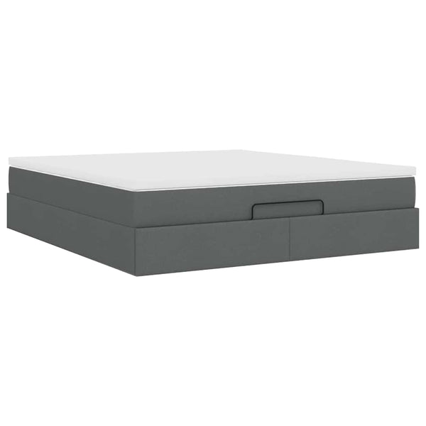 vidaXL Ottoman Bed with Mattress Dark Gray 160x200 cm Fabric