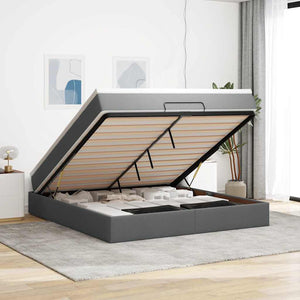 vidaXL Ottoman Bed with Mattress Dark Gray 160x200 cm Fabric