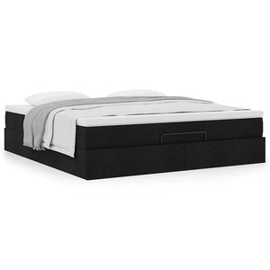 vidaXL Ottoman Bed with Mattress Black 160x200 cm Fabric
