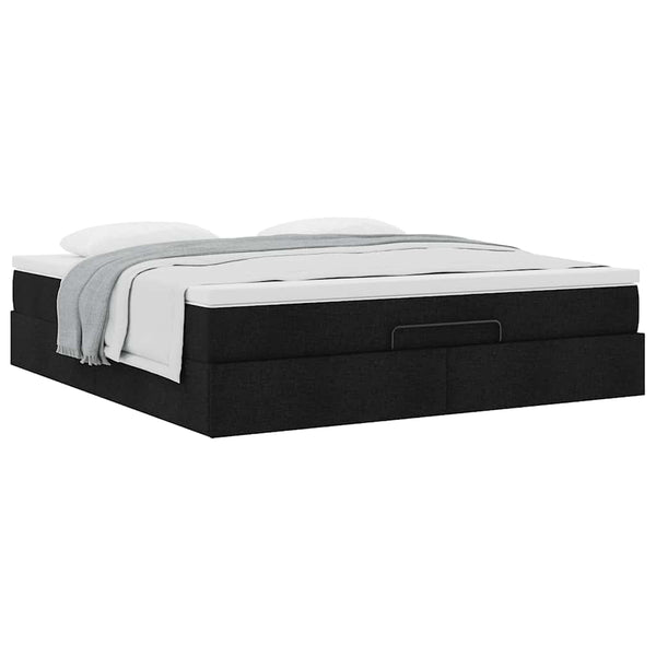 vidaXL Ottoman Bed with Mattress Black 160x200 cm Fabric