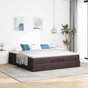 vidaXL Ottoman Bed with Mattress Dark Brown 160x200 cm Fabric