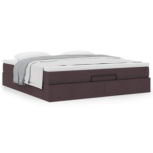 vidaXL Ottoman Bed with Mattress Dark Brown 160x200 cm Fabric