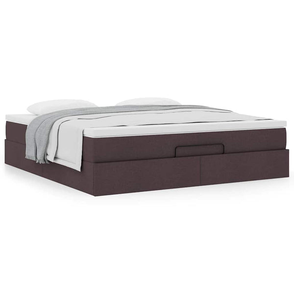 vidaXL Ottoman Bed with Mattress Dark Brown 160x200 cm Fabric