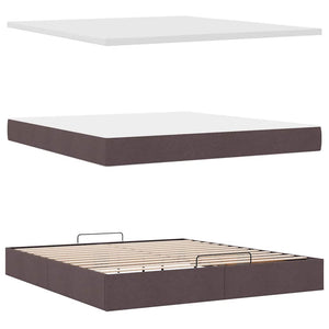 vidaXL Ottoman Bed with Mattress Dark Brown 160x200 cm Fabric