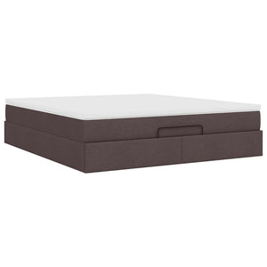 vidaXL Ottoman Bed with Mattress Dark Brown 160x200 cm Fabric