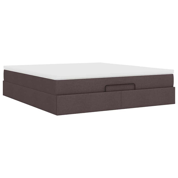 vidaXL Ottoman Bed with Mattress Dark Brown 160x200 cm Fabric