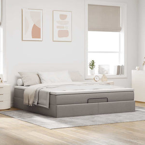 vidaXL Ottoman Bed with Mattress Taupe 160x200 cm Fabric