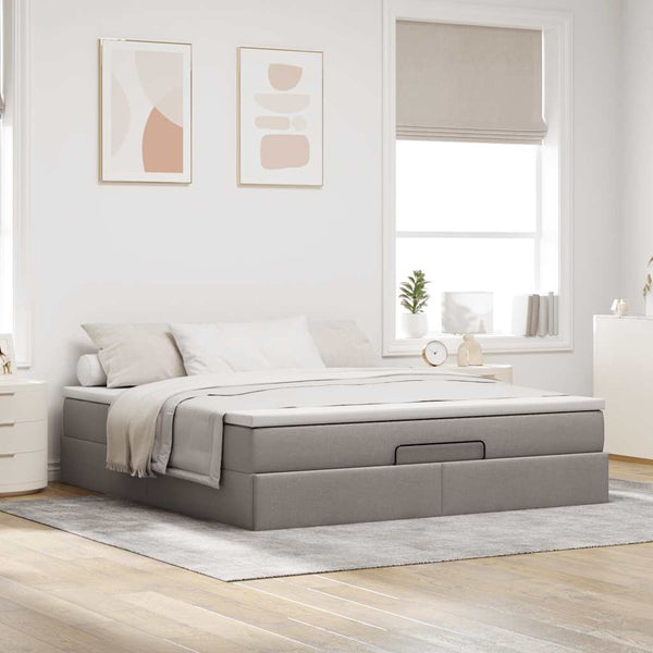 vidaXL Ottoman Bed with Mattress Taupe 160x200 cm Fabric