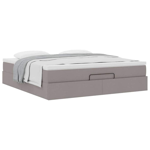 vidaXL Ottoman Bed with Mattress Taupe 160x200 cm Fabric