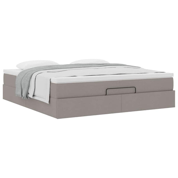 vidaXL Ottoman Bed with Mattress Taupe 160x200 cm Fabric