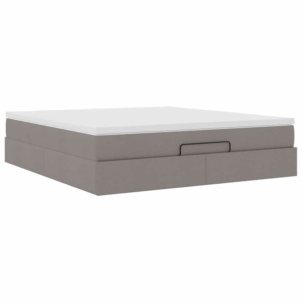vidaXL Ottoman Bed with Mattress Taupe 160x200 cm Fabric