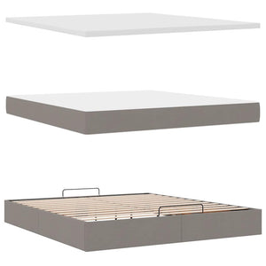 vidaXL Ottoman Bed with Mattress Taupe 160x200 cm Fabric
