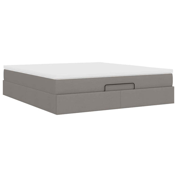 vidaXL Ottoman Bed with Mattress Taupe 160x200 cm Fabric
