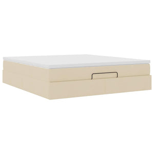 vidaXL Ottoman Bed with Mattress Cream 160x200 cm Fabric