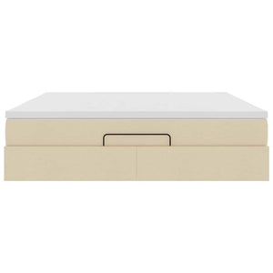 vidaXL Ottoman Bed with Mattress Cream 160x200 cm Fabric