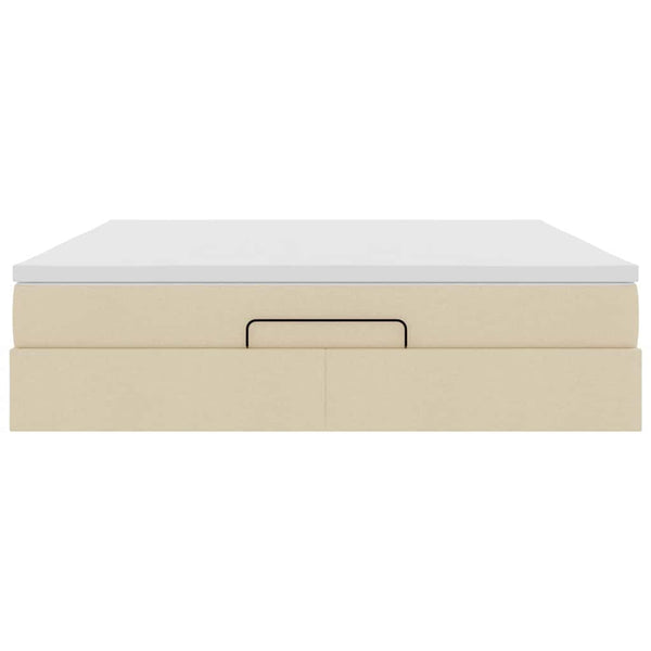 vidaXL Ottoman Bed with Mattress Cream 160x200 cm Fabric