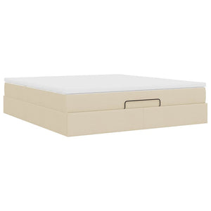 vidaXL Ottoman Bed with Mattress Cream 160x200 cm Fabric
