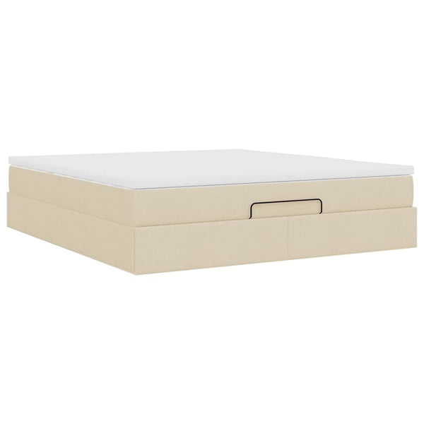 vidaXL Ottoman Bed with Mattress Cream 160x200 cm Fabric
