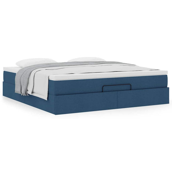 vidaXL Ottoman Bed with Mattress Blue 160x200 cm Fabric