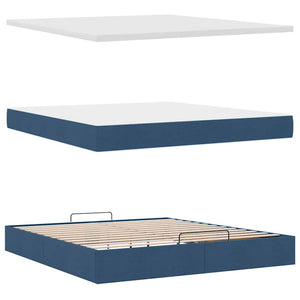 vidaXL Ottoman Bed with Mattress Blue 160x200 cm Fabric