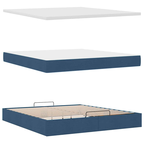 vidaXL Ottoman Bed with Mattress Blue 160x200 cm Fabric