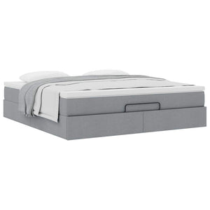 vidaXL Ottoman Bed with Mattress Light Gray 180x200 cm Fabric