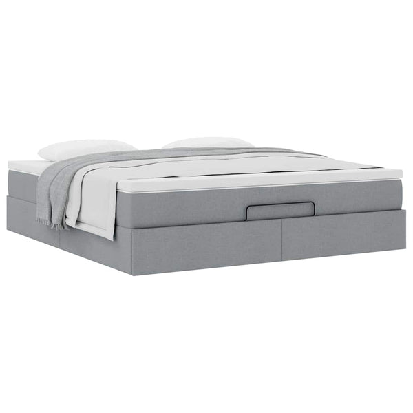 vidaXL Ottoman Bed with Mattress Light Gray 180x200 cm Fabric