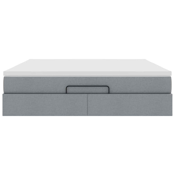 vidaXL Ottoman Bed with Mattress Light Gray 180x200 cm Fabric