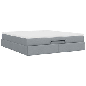 vidaXL Ottoman Bed with Mattress Light Gray 180x200 cm Fabric