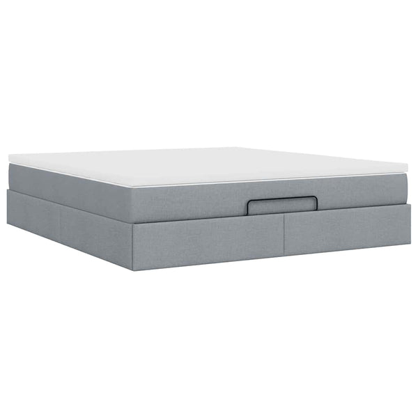 vidaXL Ottoman Bed with Mattress Light Gray 180x200 cm Fabric