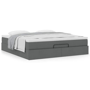 vidaXL Ottoman Bed with Mattress Dark Gray 180x200 cm Fabric