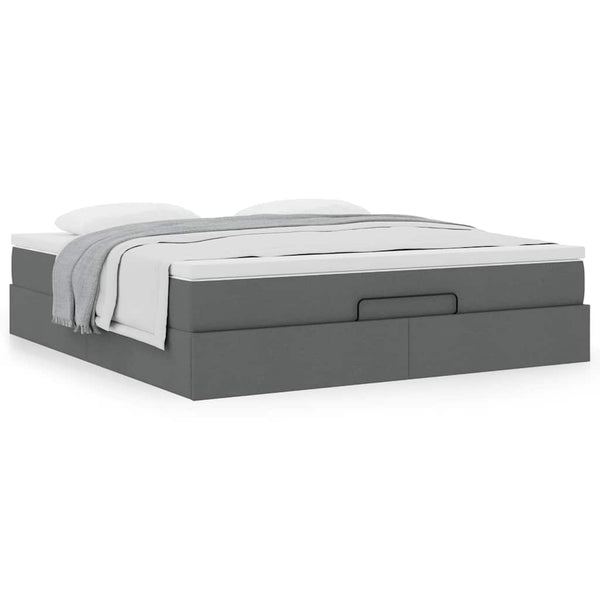 vidaXL Ottoman Bed with Mattress Dark Gray 180x200 cm Fabric