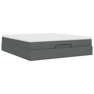 vidaXL Ottoman Bed with Mattress Dark Gray 180x200 cm Fabric