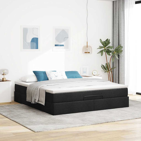 vidaXL Ottoman Bed with Mattress Black 180x200 cm Fabric