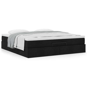 vidaXL Ottoman Bed with Mattress Black 180x200 cm Fabric