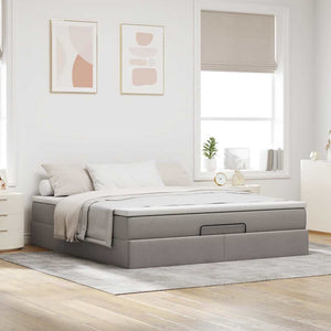 vidaXL Ottoman Bed with Mattress Taupe 180x200 cm Fabric