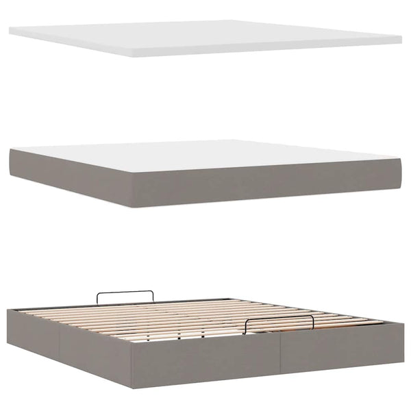vidaXL Ottoman Bed with Mattress Taupe 180x200 cm Fabric