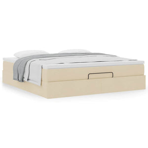 vidaXL Ottoman Bed with Mattress Cream 180x200 cm Fabric