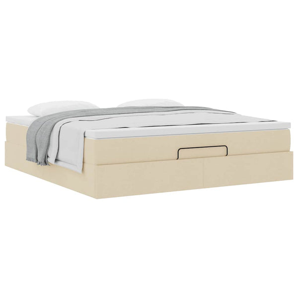 vidaXL Ottoman Bed with Mattress Cream 180x200 cm Fabric