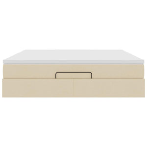 vidaXL Ottoman Bed with Mattress Cream 180x200 cm Fabric